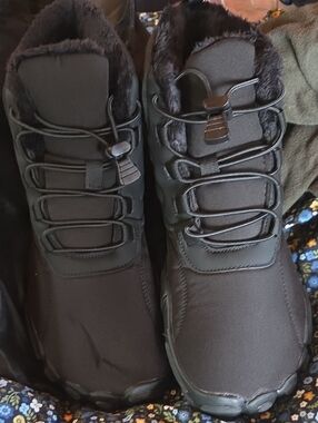 Women's Black Winter Faux-Fur Lined Rain Boots